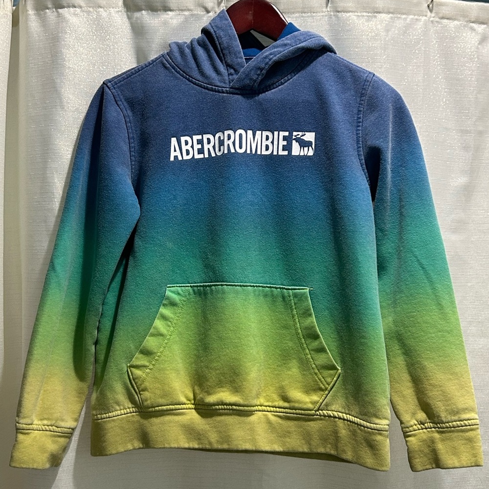 Abercrombie and fitch kids green blue ombre hoodie w/front pouch/pocket